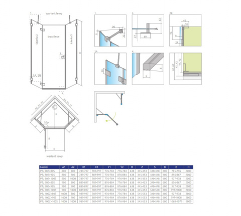 Radaway Essenza Pro PTJ drzwi prysznicowe cm uchylne chrom połysk/szkło przezroczyste 10100000-01-01R