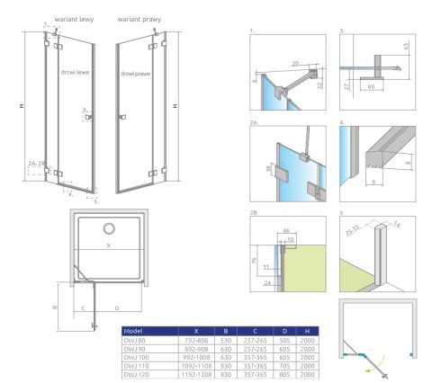 Radaway Essenza Pro White DWJ drzwi prysznicowe 80 cm prawe biały mat/szkło przezroczyste 10099080-04-01R