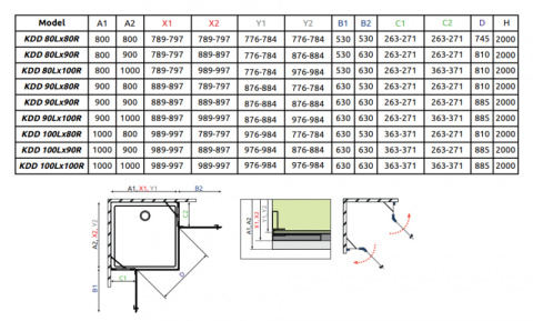 Radaway Essenza Pro White KDD kabina prysznicowa część lewa 100x100 cm kwadratowa 10096100-04-01L
