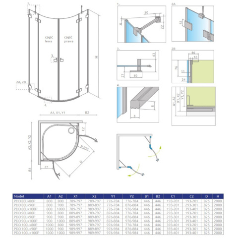 Radaway Essenza Pro White PDD kabina prysznicowa część prawa 90x90 cm półokrągła biały mat/szkło przezroczyste 10095090-04-01R