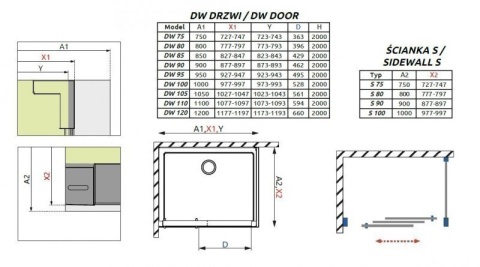Radaway Evo DW drzwi prysznicowe 110 cm chrom/szkło przezroczyste 335110-01-01