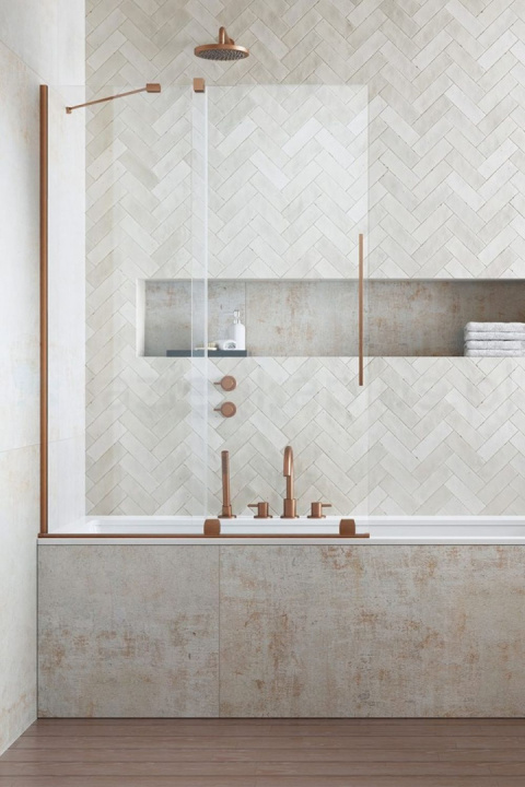 Radaway Furo Brushed Copper PND II parawan nawannowy 100 cm lewy miedź szczotkowa/szkło przezrocz 10109538-93-01L/10112494-01-01