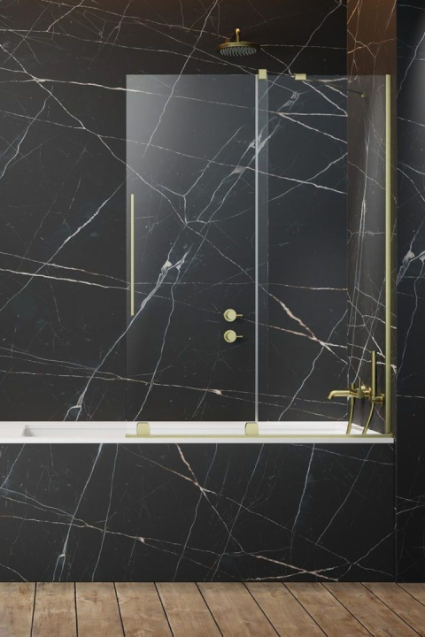 Radaway Furo Brushed Gold PND II parawan nawannowy 100 cm prawy złoty szczotkowa/szkło przezroczy 10109538-99-01R/10112494-01-01