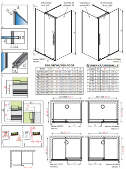 Radaway Furo Brushed Gunmetal KDJ drzwi prysznicowe 57,2 cm lewe Gunmetal/szkło przezroczyste 10104572-92-01L