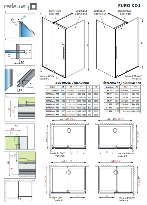 Radaway Furo Brushed Gunmetal KDJ drzwi prysznicowe 67,2 cm lewe gumetal brushed/szkło przezroczyste 10104672-92-01L
