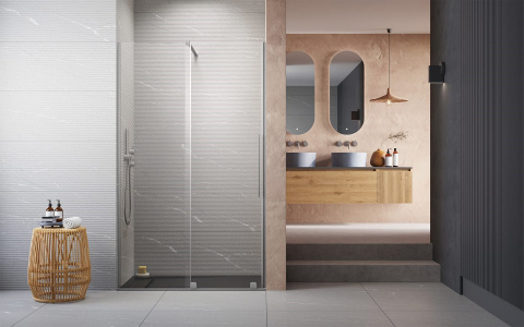 Radaway Furo Brushed Nickel DWJ drzwi prysznicowe 72,2 cm rozsuwane miedź szczotkowana/szkło przezroczyste 10107722-91-01L