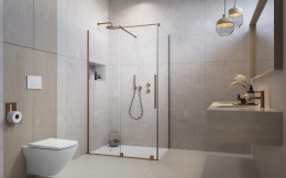 Radaway Furo KDJ drzwi prysznicowe 62,2 cm lewe miedź szczotkowana/szkło przezroczyste 10104622-93-01L