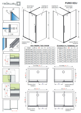 Radaway Furo KDJ drzwi prysznicowe 72,2 cm lewe miedź szczotkowany/szkło przezroczyste 101047229301L
