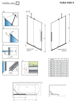 Wpisz KOD: PROMO - 10% Radaway Furo PND II parawan nawannowy 120 cm prawy gunmetal szczotkowany/szkło przezroczyste 10109638-92-01R/10112594-01-01