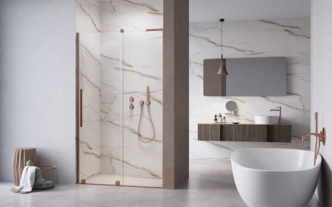 Radaway Furo SL Brushed Copper DWJ drzwi prysznicowe 100 cm miedź szczotkowan/szkło przezroczyste 10307522-93-01R/10110480-01-01