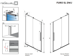 Radaway Furo SL Brushed Gold DWJ drzwi prysznicowe 57,2 cm prawe złoty szczotkowany/szkło przezroczyste 10307572-99-01R
