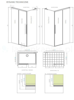 Radaway Idea 8 Brushed Gold QL KDJ drzwi prysznicowe 61,7 cm rozsuwane złoty szczotkowany/szkło przezroczyste 10550617-99-01L