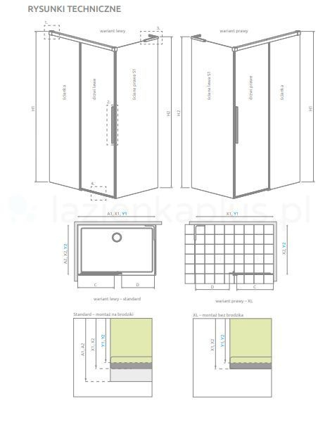 Radaway Idea 8 Brushed Gold QL KDJ drzwi prysznicowe 61,7 cm rozsuwane złoty szczotkowany/szkło przezroczyste 10550617-99-01L