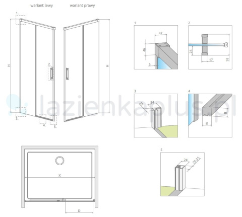 Radaway Idea Black DWJ drzwi prysznicowe 140 cm wnękowe lewe czarny mat/szkło przezroczyste 387018-54-01L