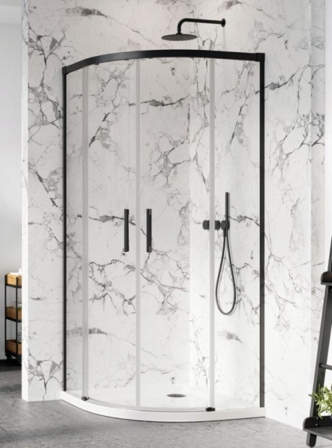 Radaway Idea Black PDD ścianki prysznicowe 90Lx100P cm czarny mat/szkło przezroczyste mat 3871565401