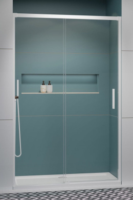 Radaway Idea White DWJ drzwi prysznicowe 140 cm wnękowe lewe biały mat/szkło przezroczyste 387018-04-01L