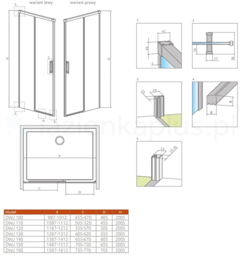 Radaway Idea White DWJ drzwi prysznicowe 140 cm wnękowe prawe biały mat/szkło przezroczyste 387018-04-01R