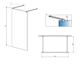 Radaway Modo New Black I Walk-In ścianka prysznicowa 160 cm czarny mat/szkło przezroczyste 388164-54-01
