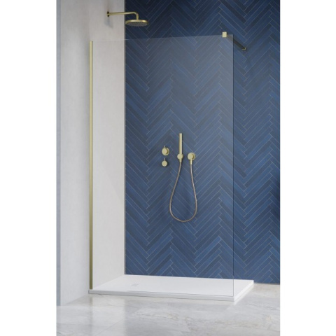 Radaway Modo New Brushed Gold II ścianka prysznicowa z wieszakiem 120 cm złoty szczotkowany/szkło przezroczyste 389124-99-01W