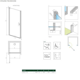 Radaway Nes 8 Black DWJ I drzwi prysznicowe 70 cm wnękowe lewe czarny mat/szkło przezroczyste 10076070-54-01L