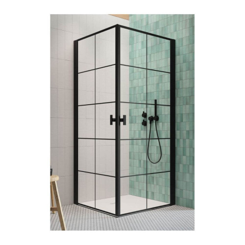 Radaway Nes 8 Black KDD I drzwi prysznicowe 90 cm lewe czarny mat/szkło Factory 10071090-54-55L