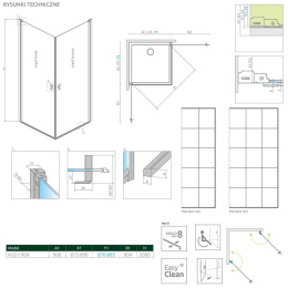 Radaway Nes 8 Black KDD I drzwi prysznicowe 90 cm lewe czarny mat/szkło Factory 10071090-54-55L