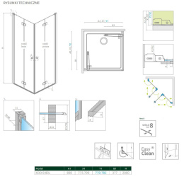 Radaway Nes 8 KDD-B kabina prysznicowa część lewa 80x80 cm kwadratowa 10074080-01-01L
