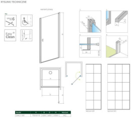 Radaway Nes Black DWJ I drzwi prysznicowe 80 cm lewe czarny mat/szkło Factory 10026080-54-55L