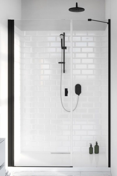 Radaway Nes Black DWS drzwi prysznicowe 140 cm wnękowe lewe czarny mat/szkło przezroczyste 10028140-54-01L