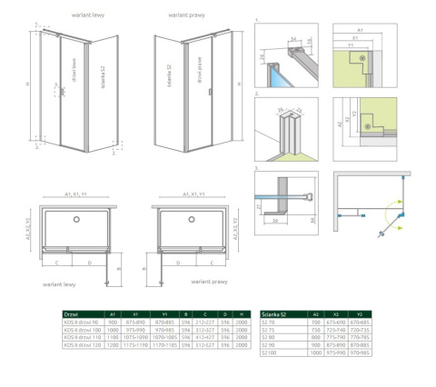 Radaway Nes Black KDS II drzwi prysznicowe 120 cm prawe czarny mat/szkło przezroczyste 10033120-54-01R