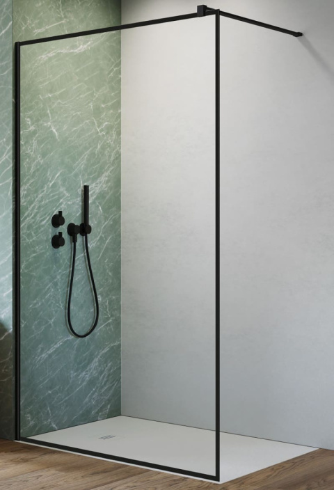 Radaway Nes Black Walk-In II Frame ścianka prysznicowa 120 cm wolnostojąca czarny mat/szkło przezroczyste 10013120-54-56