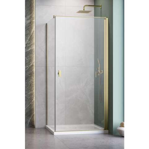 Radaway Nes Brushed Gold KDJ drzwi prysznicowe 90 cm uchylne złoty szczotkowany/szkło przezroczyste 10022090-99-01R