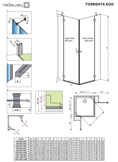 Radaway Torrenta KDD kabina prysznicowa 80x100 cm prostokątna chrom/szkło przezroczyste 132273-01-01R Radaway Torrenta KDD kabina prysznicowa 80x100 cm prostokątna chrom/szkło przezroczyste 132273-01-01R