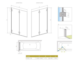 Radaway Carena PND I parawan nawannowy 130 cm lewy chrom/szkło przezroczyste 1202201-101L