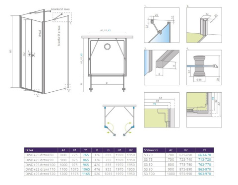 Radaway Eos DWD+2S drzwi prysznicowe 110 cm chrom/szkło przezroczyste 13799403-01