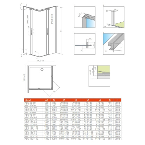 Radaway Espera KDD kabina prysznicowa 90 cm prawa chrom/szkło przezroczyste 380151-01R
