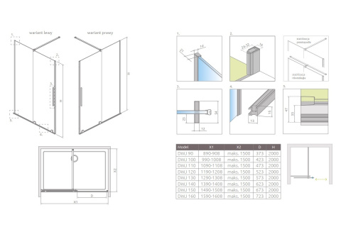 Radaway Essenza Black KDJ ścianka prysznicowa 33,7 cm czarny mat/szkło przezroczyste 10470337-54-01R