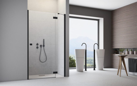 Radaway Essenza New Black DWJ drzwi prysznicowe 80 cm prawe czarny mat/szkło przezroczyste 1385012-54-01R