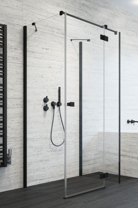 Radaway Essenza New Black KDJ+S drzwi prysznicowe 80 cm prawe czarny mat/szkło przezroczyste 1385021-54-01R