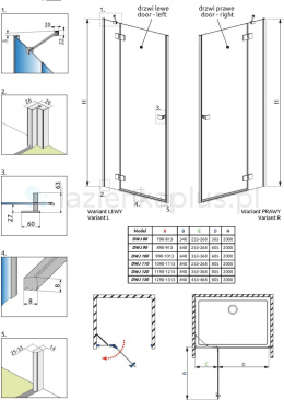 Radaway Essenza New DWJ drzwi prysznicowe 110 cm prawe chrom/szkło przezroczyste 1385015-01-01R