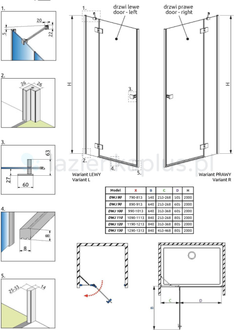 Radaway Essenza New DWJ drzwi prysznicowe 130 cm prawe chrom/szkło przezroczyste 1385017-01-01R