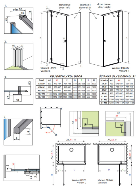 Radaway Essenza New KDJ drzwi prysznicowe 110 cm lewe chrom/szkło przezroczyste 385041-01-01L