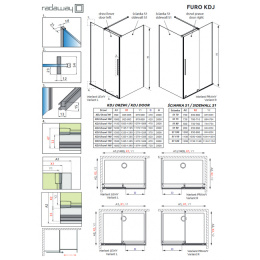 Radaway Furo Black KDJ drzwi prysznicowe 67,2 cm lewe czarny mat/szkło przezroczyste 10104672-54-01L