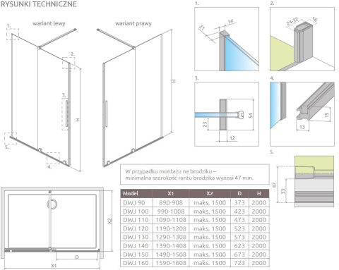 Radaway Furo DWJ drzwi prysznicowe 72,2 cm wnękowe lewe chrom/szkło przezroczyste 10107772-01-01L