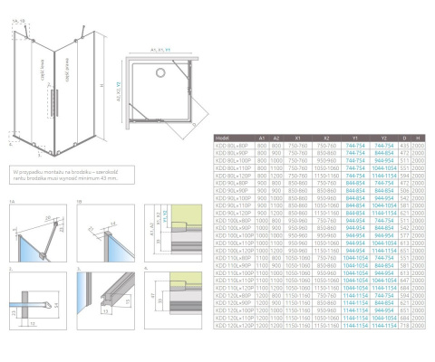 Radaway Furo KDD kabina prysznicowa część prawa 100x100 cm kwadratowa 10105100-54-01R