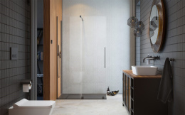 Radaway Furo Walk-In drzwi prysznicowe 68,8 cm lewe gunmetal szczotkowany/szkło przezroczyste 10106688-92-01L