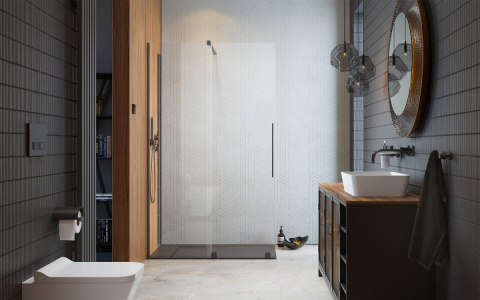 Radaway Furo Walk-In drzwi prysznicowe 68,8 cm lewe gunmetal szczotkowany/szkło przezroczyste 10106688-92-01L