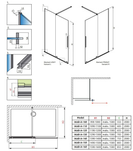 Radaway Furo Walk-In drzwi prysznicowe 68,8 cm rozsuwane złoty połysk/szkło przezroczyste 10106688-09-01R
