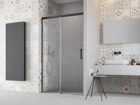 Radaway Idea Black DWJ drzwi prysznicowe 100 cm wnękowe lewe czarny mat/szkło przezroczyste 387014-54-01L