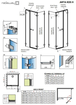 Radaway Idea Black KDD Factory drzwi prysznicowe 90 cm rozsuwane czarny mat/szkło przezroczyste 387060-54-55R